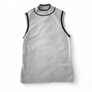 Express Women’s Sleeveless Mock Turtleneck Knit Top Beige & Black Size L